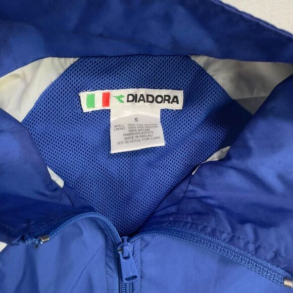 Diadora Track Jacket Men’s Small Blue White Vintage 90s Windbreaker Nylon - Picture 4 of 6